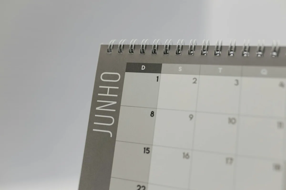 Open calendar with dates highlighted showing date calculation and planning